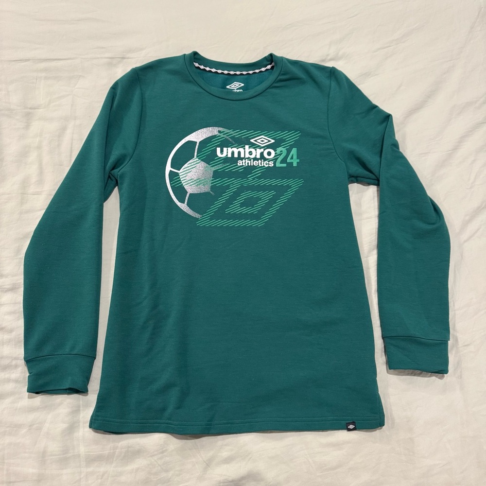 Umbro Athletics Kids XL 16/18 Green Long Sleeve Athletic Soccer T Shirt